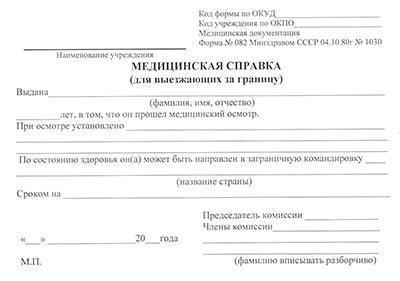 Справка для выезжающих за границу (форма 082/у) в Воронеже